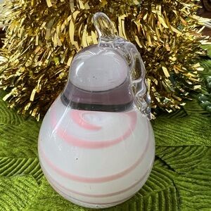 Glass Pear with Pink Swirls